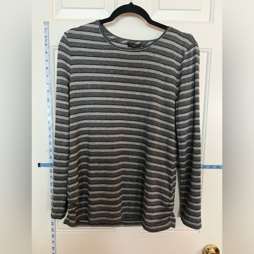 Talbots Women's Long Sleeve Top, Size Medium Petite, Gray Black Silver